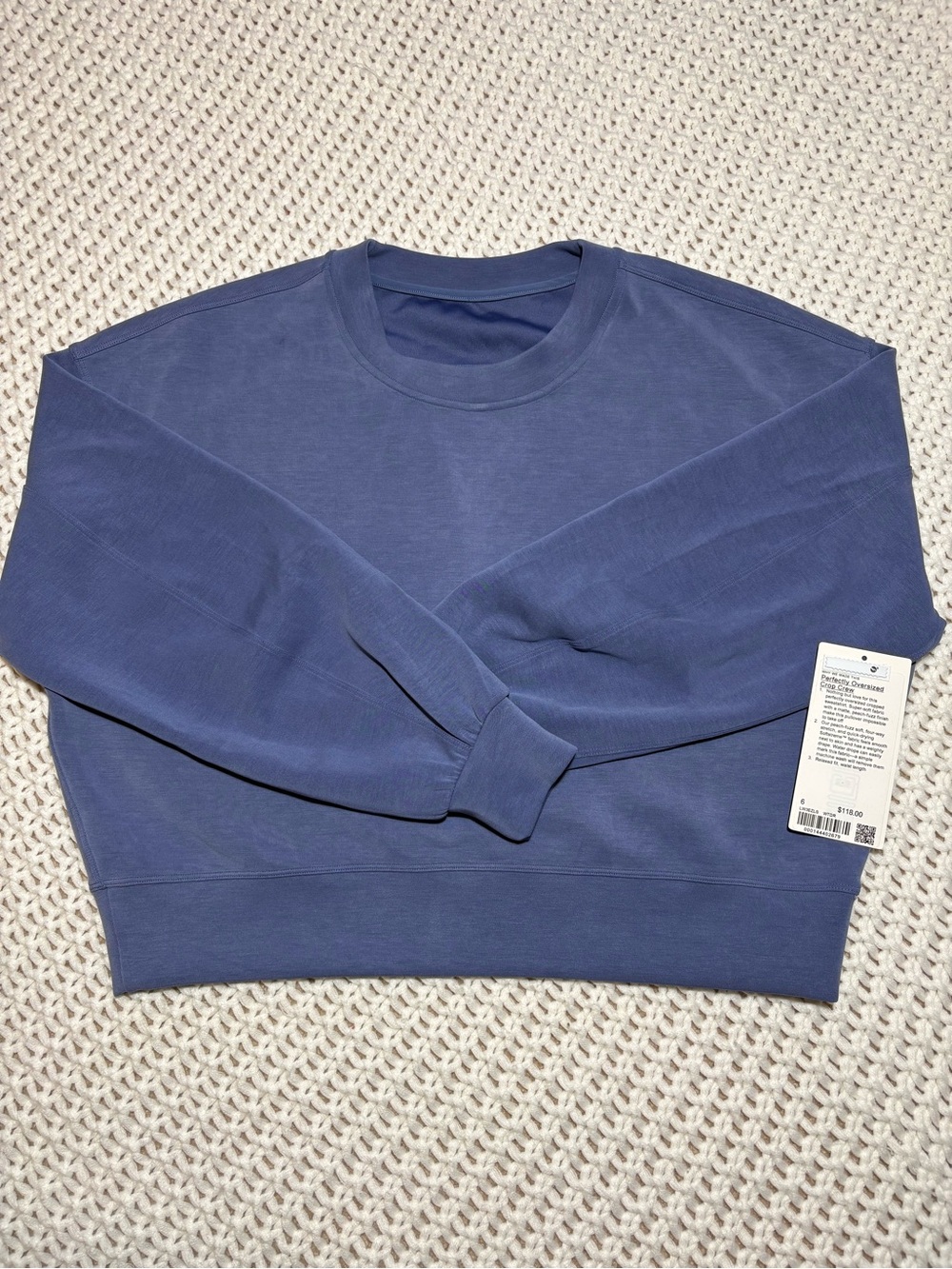 lululemon water drop perfectly oversized crop crew Softstreme size 6